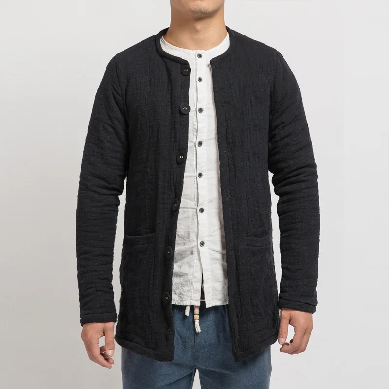 Men new autumn winter jacket cotton padded linen casual jacket men s parkas coat high quality