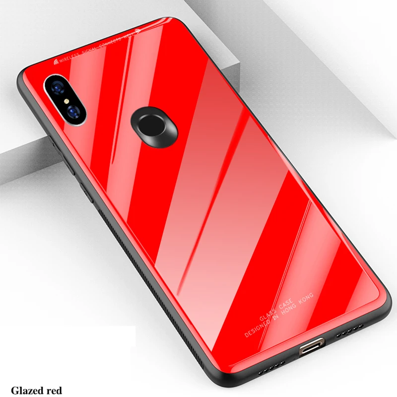 Сплошной цвет закаленное Стекло чехол для Xiaomi Redmi 7 S2 примечание 6 6A 6Pro 4X Примечание 7 5 Plus/Note 5/Note 4 5A Mi8 6 Pocophone F1 Стекло крышка - Цвет: Red