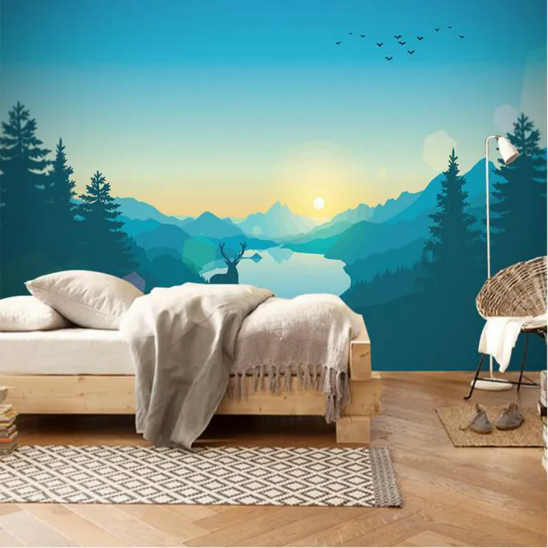 

Customization Backgrounds 3D Wallpaper for Walls 3d Wallpaper Murals Photo Silk for Living Room Nordic Minimalist Mountain