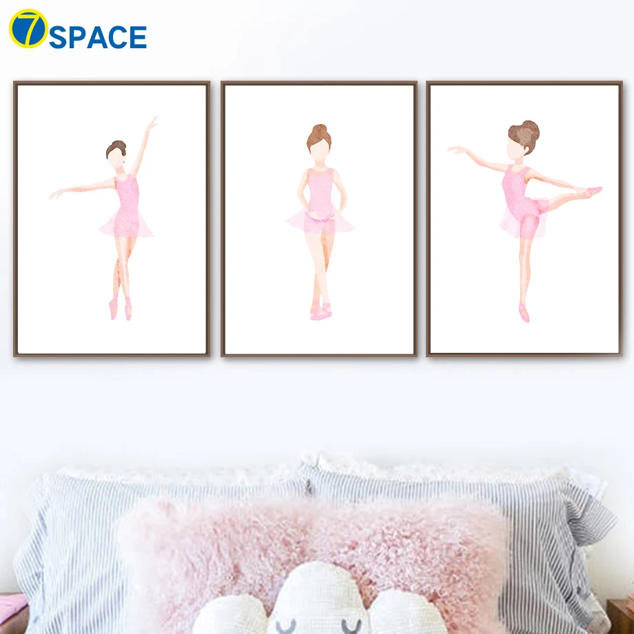 

Ballet Dancing Girl princess Wall Art Canvas Painting Nordic Posters And Prints Watercolor Wall Pictures Baby Kids Room Decor