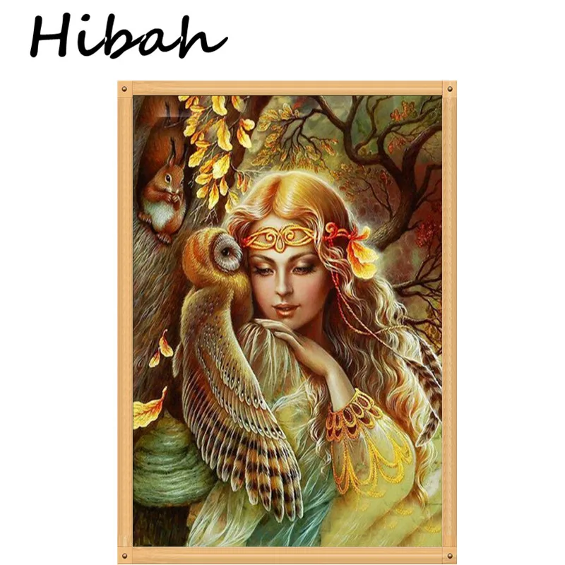 

100% Full 5D Diy Diamond Painting Beauty & Owl 3D Diamond Painting Square / Round Rhinestone Painting Embroidery