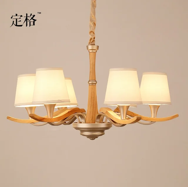 3 Lights 6 8 Chandelier In Solid Wood With Fabric 3 Lights 6 8 Chandelier In Solid Wood With Fabric Shades