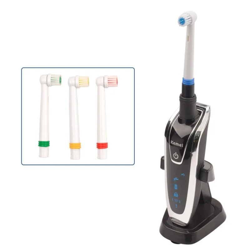 Kemei Electric Shaver 4 in 1 Multifunction Shaving Machine Nose & Hair Trimmer ElectricToothbrush IPX6 Waterproof With Stand