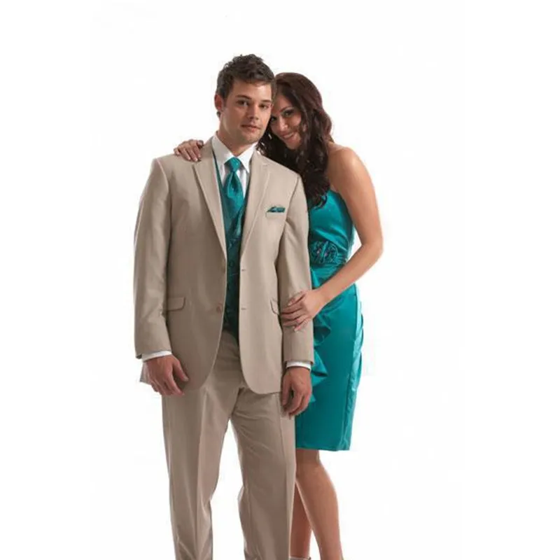28.1     Customized champagne men's wedding dress men's lapel lapel tuxedo 3 Slim fit for the groom wedding (jacket + pants + vest)