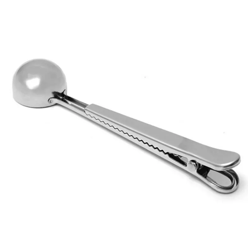 

Dropshipping Multifunction Stainless Steel Coffee Scoop With Clip Coffee Tea Measuring Cup Ground Coffee Scoop Spoon MDP66
