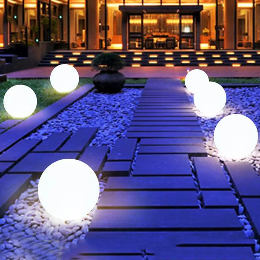 Bola de Controle à Prova Dwaterproof Led ao ar Água Livre Remoto Paisagem Luz Festa Casamento Jardim Gramado Lâmpadas Casa Piscina Flutuante Rgb 8 Iluminação de paisagem externa