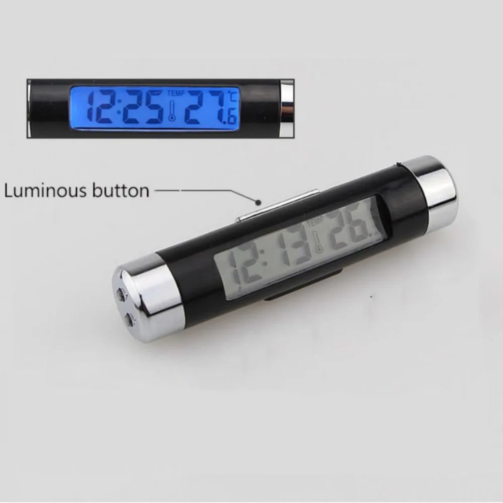 

New 2 In 1 Car Time Clock Thermometer Digital LCD Display Screen Air Vent Outlet Auto Accessories