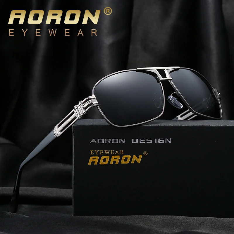 

AORON Brand Alloy Male Sunglasses Polarized Mirror Lens Large Glasses Accessories For Men Sunglasses A377