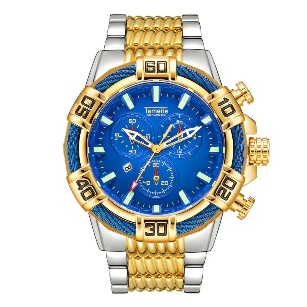Temeite мужские часы роскошные золотые кварцевые часы мужские военные водонепроницаемые спортивные наручные часы Мужские часы Relojes Para Hombre Saat