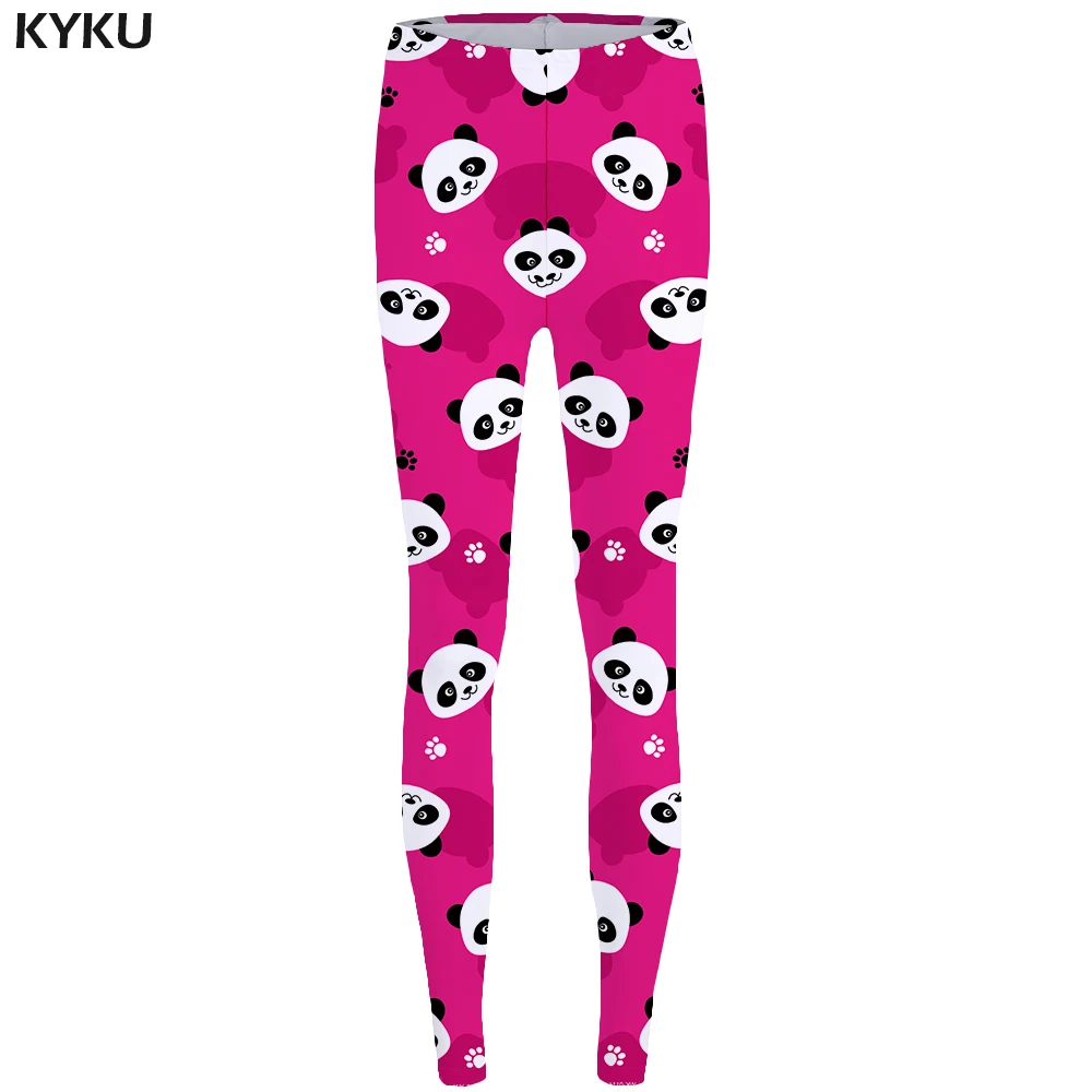 

KYKU Brand Panda Leggings Pink Legging 3d Print Legging Trousers Slim Pants High Waist Women Warm Winter Fashion Bottoms New