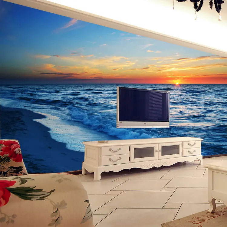 3D photo wallpaper 3D Blue sea waves beach living room bathroom hotel TV sofa background wall bedroom restaurant wallpaper mural