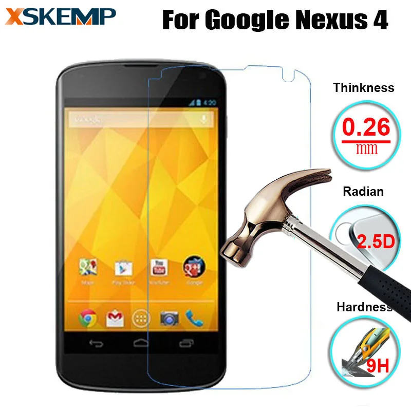 

Transparent Tempered Glass For LG Google Nexus 4 E9603 Explosion Proof Anti-Scratch Toughened Case Cover Film Screen Protector