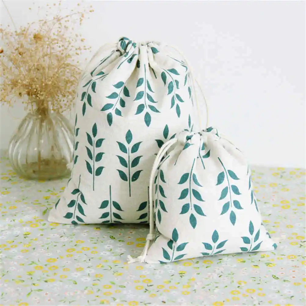

2019 Grain Pattern Print Drawsting Dust Receive Cloth Cotton Linen Fabric Bag Clothes Sock Shoe Underwear Bag 3Sizes HOT !