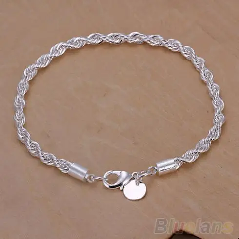 

Elegant Silver Plated Twisted Rope Design Bracelet Bangle Chain 1ML2