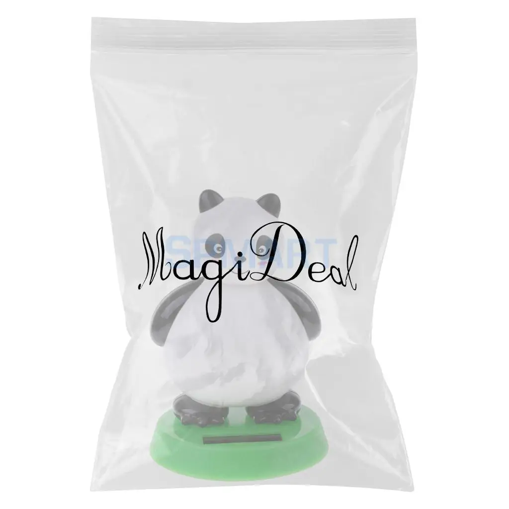 Fun Solar Powered Noding Panda Animal Doll Model Shaking Head Toy Car Home Ornament Decor Kids Gifts Gag Prank Toys