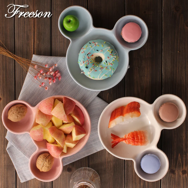 Mickey Mouse Snack Dish And Plate Cake Pastry Porcelain Tray Breakfast Dinner Food Ceramic Tableware For