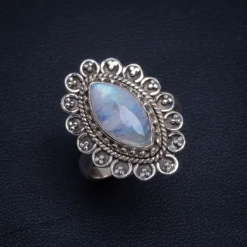 

Natural Rainbow Moonstone Handmade Unique 925 Sterling Silver Ring 7.75 B1254