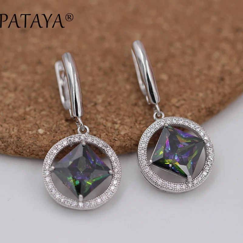 Серьги подвески женские из белого золота с натуральным Цирконом|dangle drop earings|dangle
