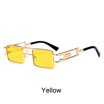 Ralferty Винтаж стимпанк Солнцезащитные очки женские мужские Дизайнерская обувь в готическом стиле, в стиле «хип-хоп», круглые очки в стиле ретро, с золотыми металлическими красного и желтого цветов Квадратные Солнцезащитные очки C522 - Цвет линз: Цвет: желтый