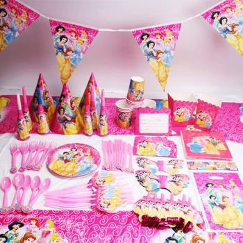 

135pcs/lot Princess Party Favors Children Birthday Party Decorations Kids Party Supplies Birthday Disposable Tableware Sets