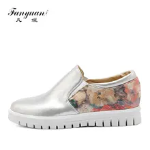 Fanyuan/весенне-осенние туфли на плоской подошве женские лоферы на платформе с принтом Повседневная обувь с круглым носком в этническом стиле дышащая обувь без застежки с цветочным принтом