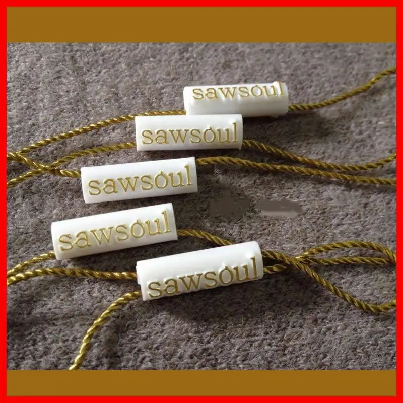 

custom printed logo seal tag, gift plastic tag,hang tag with string