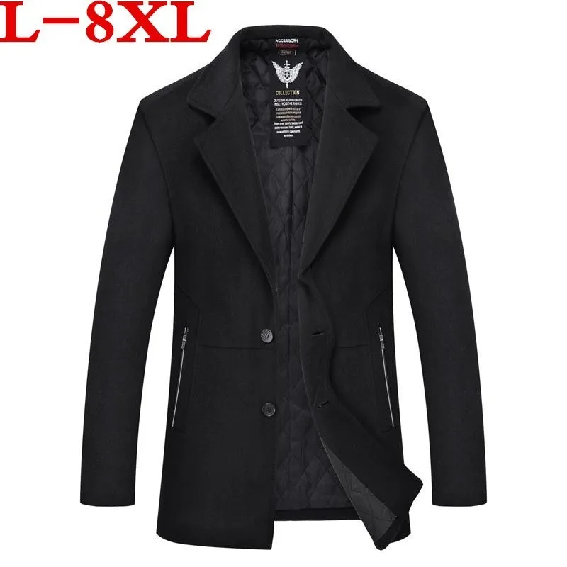 Большие размеры 8XL мужские кашемировое пальто на зиму Куртка мужская manteau homme