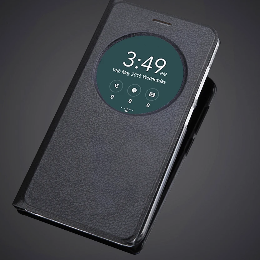 Роскошный чехол книжка из искусственной кожи с окошком для смартфона Asus Zenfone 3