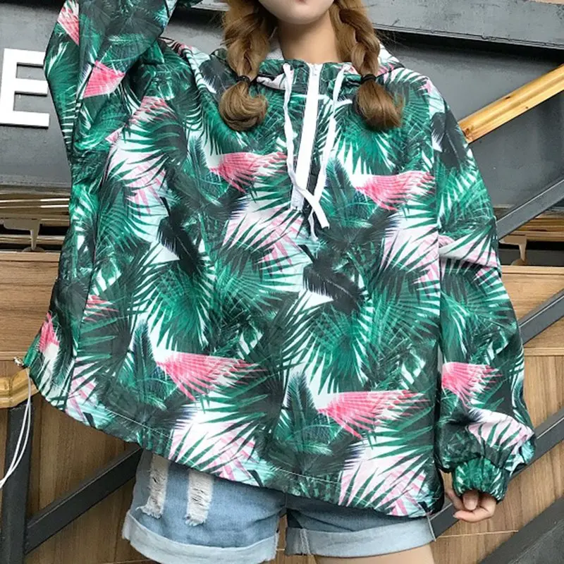 

2019 Fashion Oversized Hoodie Women Harajuku Hip Hop Loose Streetwear Plant Print Hipster Autumn Top Black Gothic Casual Hoodies