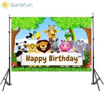 

Sunsfun Jungle Safari Party Photo Backdrop Animals Forest Photography Background Happy Birthday Theme Party Decoratio