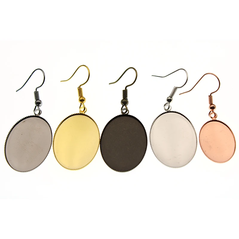 

5Pairs 13x18mm 18x25mm Oval Cameo Setting Cabochon Earring Hooks Earring Cabochon Setting Bezel Base Blanks DIY Jewelry Findings