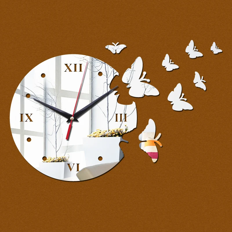 

new hot 2019 3D Acrylic wall clock big flower design mirror sticker top fashion frame clocks and watches luxury home decor gift