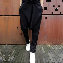 27-44 Новинка стилист волос Большой промежность брюки хип-хоп шаровары Мужская одежда тонкие повседневные брюки плюс размер костюмы