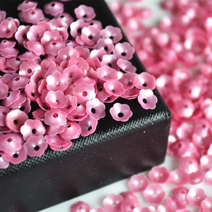 

2000pcs 6mm Matt Pink Plum Blossom Cup Flower Loose Sequins Sewing Material,Wedding Confetti Craft,Kids DIY Garment Accessories