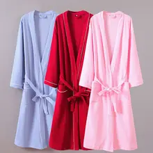 Для женщин вафельные халаты Для женщин для ванной отели spa халат плюс размер пижамы Традиционные юката пижамы Пары кимоно Банный халат