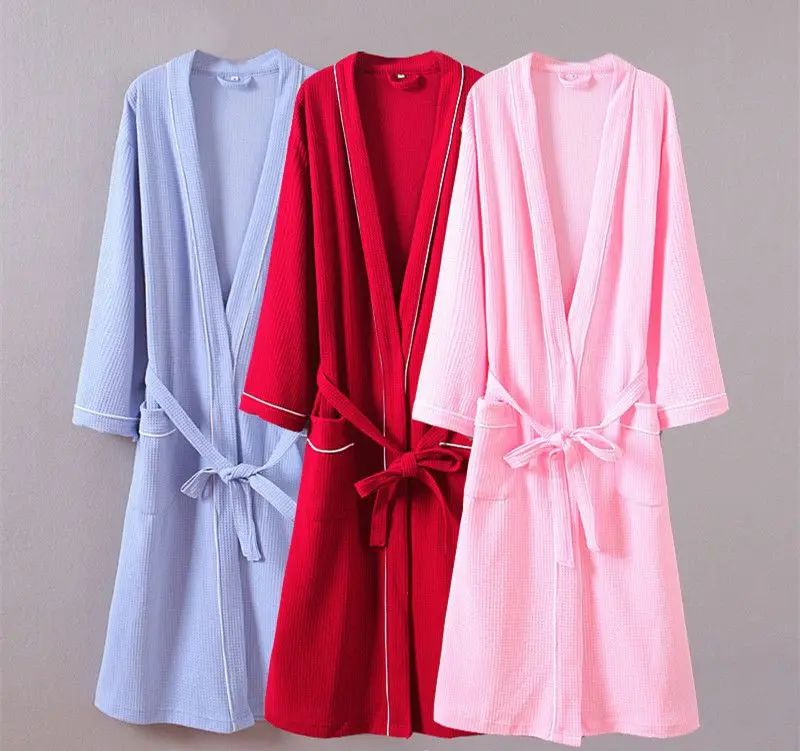 Women waffle bathrobes Women bathroom hotels spa robe plus size pajamas Traditional Yukata