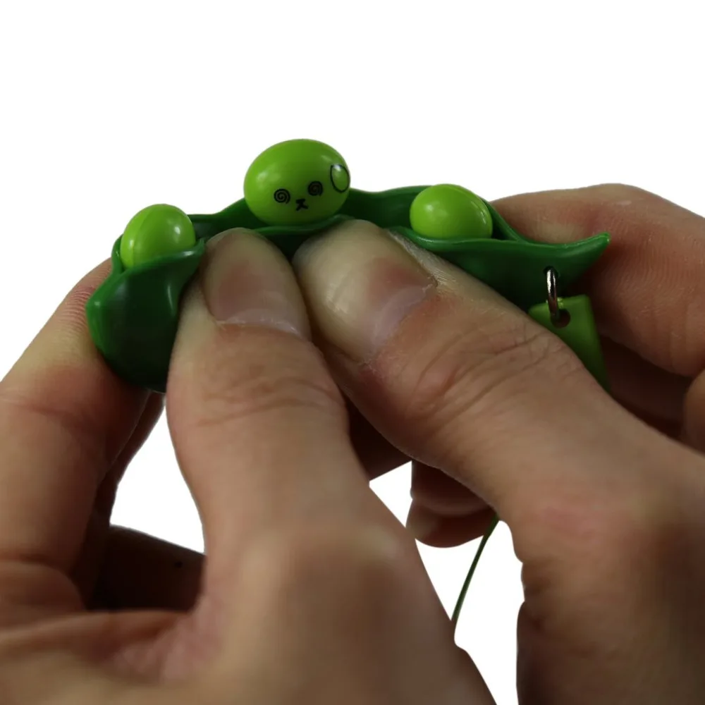 

OCDAY Creative Extrusion Pea Bean Soybeans Cute Keychain Edamame Stress Relief Toys for Kids Children Adult Gift squishy toys