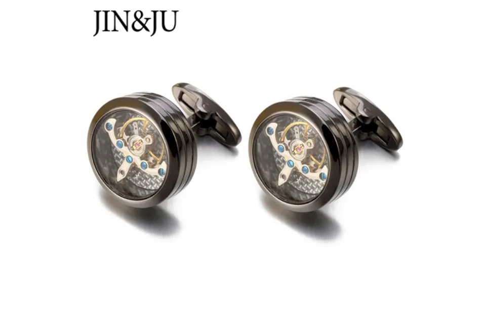 JIN& JU Лидер продаж Мужские механические часы с турбийоном, запонки с турбийоном, высокое качество, в стиле стимпанк, запонки