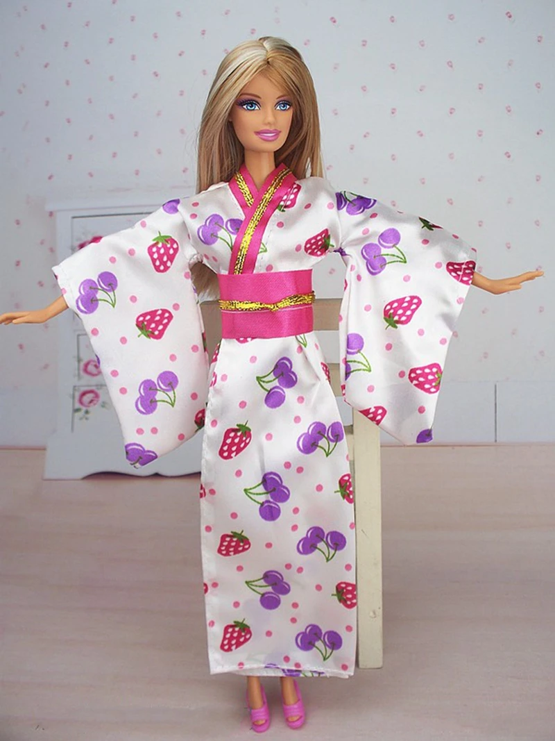 Ручная работа Модная Одежда для кукол наряд традиционное японское кимоно платье для куклы Барби 1/6 BJD куклы косплей костюм - Цвет: H1