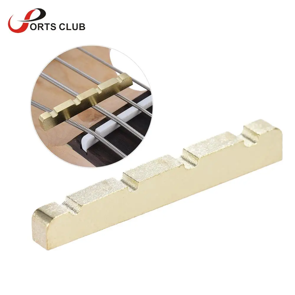 

Pre-slotted Brass Guitar String Nut for 4-string Electric Bass Guitar Part Replacement 38 * 3.6 * 6.3-4.8mm