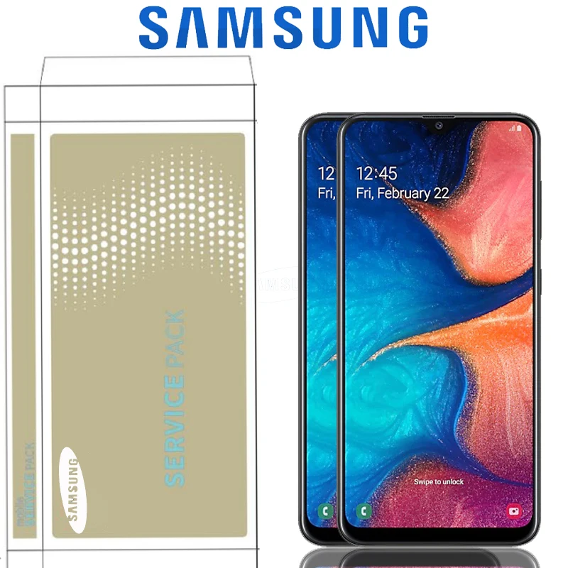 6,4 ''Супер AMOLED lcd для SAMSUNG Galaxy A20 A205/DS A205F A205FD A205A дисплей кодирующий преобразователь сенсорного экрана в сборе