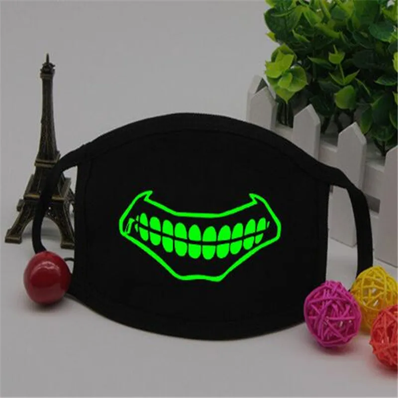 

DHL Wholesale 500 pcs/lot Black Luminous Face Mask Skeleton Riding Couple Anti Dust Fashion Personality Teeth Glow Mouth Mask