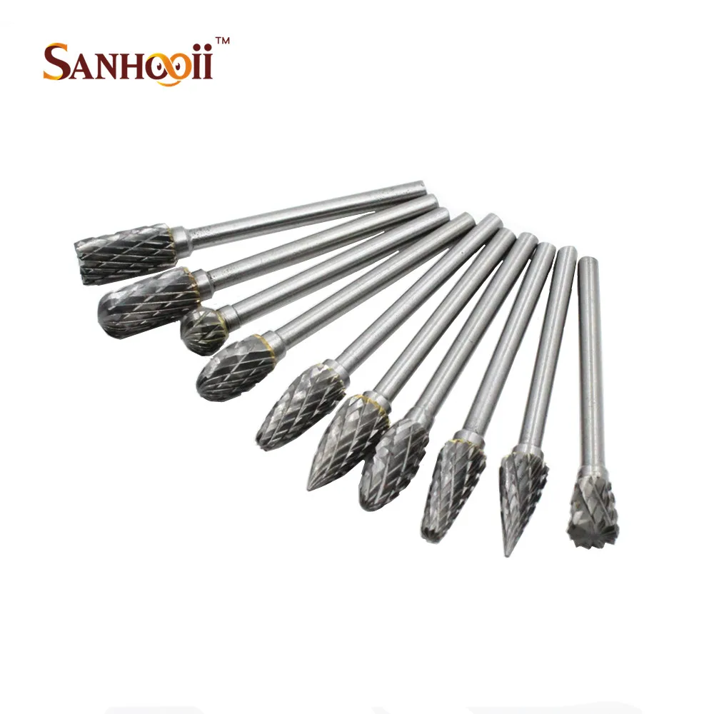 

10in1 Type A-N Tungsten Steel 3mm Shank Carbide Tungsten Engraving Bit Burr Cutter Polishing Up to 85 Hardness for Rotary Tools