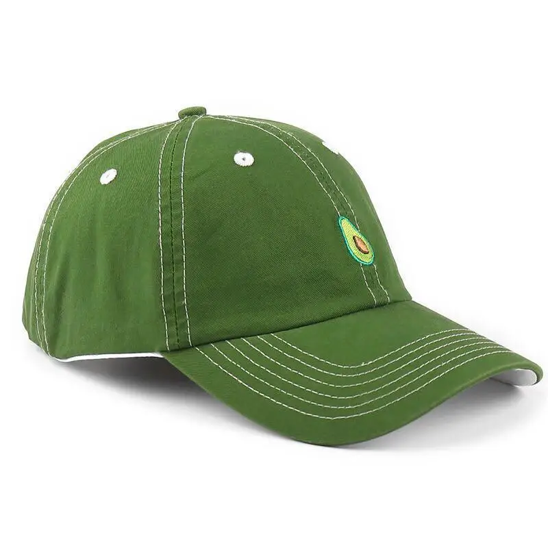 

hot sell fashion 6 panel 100% cotton green baseball cap fruit unstructed dad cap