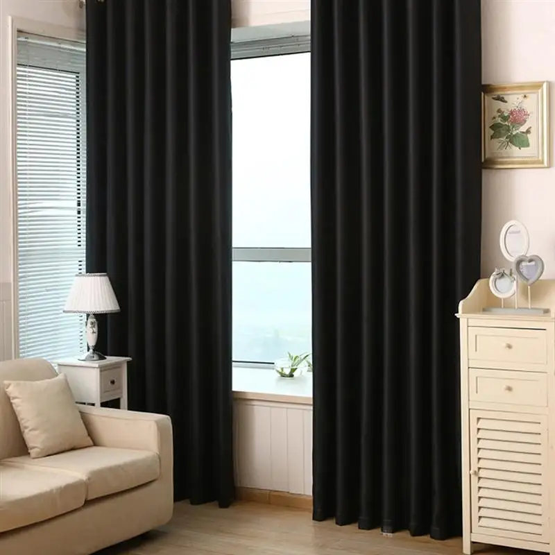 Затемненные занавески для комнаты, термоизолированные втулки, затемняющие занавески для спальни, гостиной 39x84 дюймов(черный