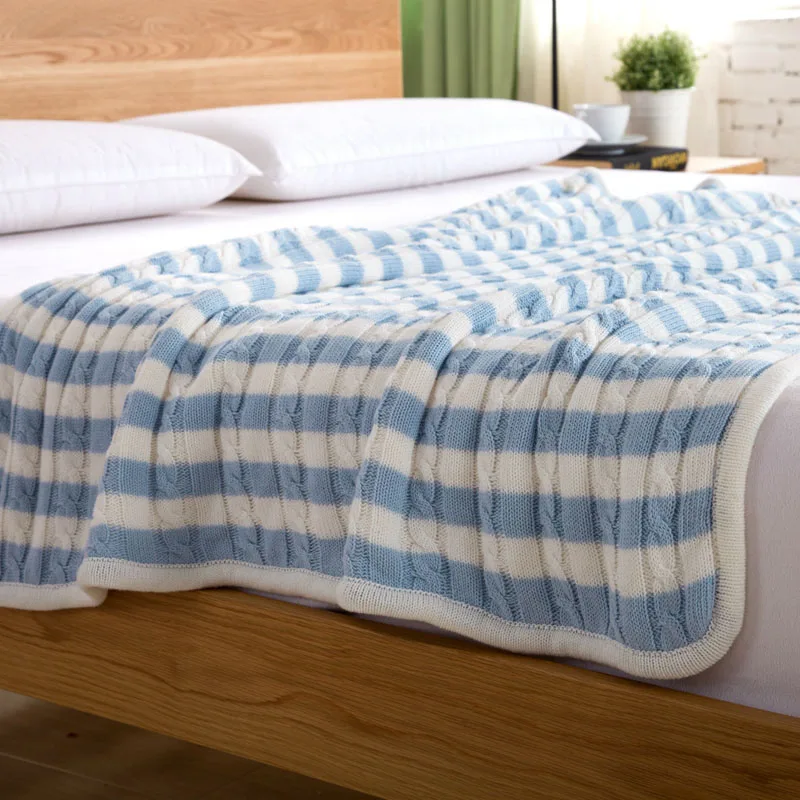 Хлопковое вязаное одеяло, зимнее теплое мягкое одеяло, покрывало для дивана/кровати/автомобиля, одеяло, переносное Клетчатое одеяло, домашний текстиль, 1 шт