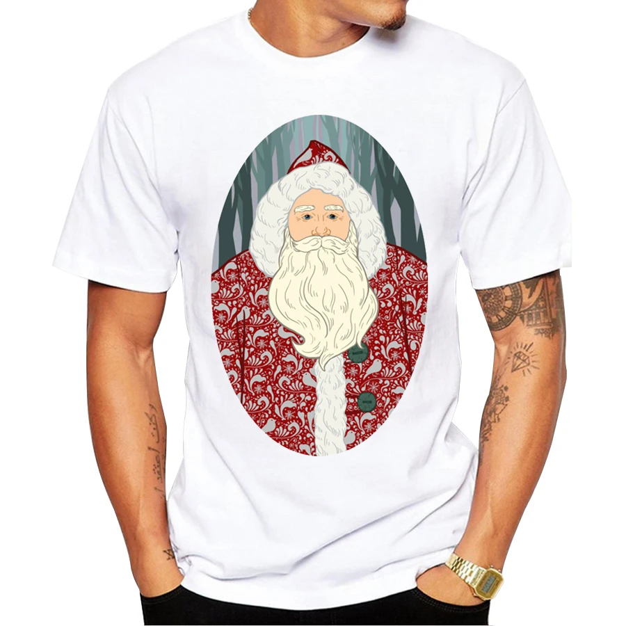 2017 Men's Christmas T shirt Fashion Dressed Santa Printed Men T Shirts