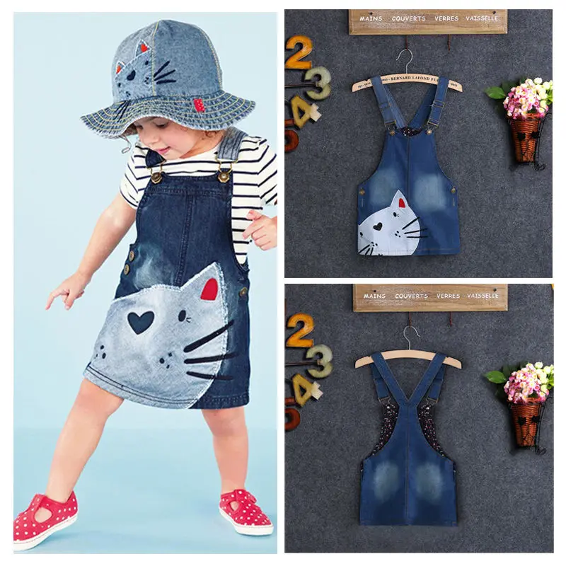 1 шт. детский джинсовый комбинезон для девочек|cat denim|denim overalls kidskids denim |