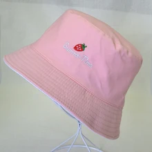 Двусторонняя клубника Панама с вышивкой для мужчин и женщин хип хоп фрукты Рыбацкая шляпа для взрослых Панама шляпа летние влюбленные кепки с плоским козырьком