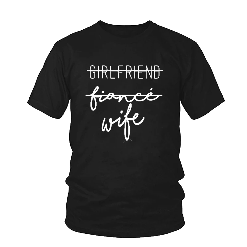 Женская футболка с надписью Girlfriend Fiance забавная Футболка принтом повседневная